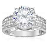 Decadence Sterling SIlver Round Cut Ring with Pave