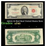 1953A $2 Red Seal United States Note Grades xf