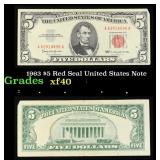1963 $5 Red Seal United States Note Grades xf