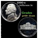 1990-s Proof Jefferson Nickel 5c Grades GEM++ Proo