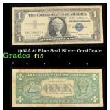 1957A $1 Blue Seal Silver Certificate Grades f+