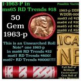 BU Shotgun Lincoln 1c roll, 1963-p 50 pcs Dunbar W