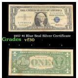 1957 $1 Blue Seal Silver Certificate Grades vf++