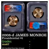2008-d JAMES MONROE Presidential Dollar $1 ICG