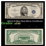 1953A $5 Blue Seal Silver Certificate Grades xf