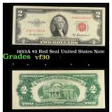 1953A $2 Red Seal United States Note Grades vf++