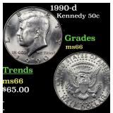 1990-d Kennedy Half Dollar 50c Grades GEM+ Unc