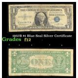 1957B $1 Blue Seal Silver Certificate Grades f, fi