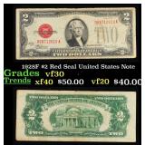 1928F $2 Red Seal United States Note Grades vf++