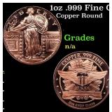 1oz .999 Fine Copper Bullion Round - Standing Libe