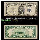 1953A $5 Blue Seal Silver Certificate Grades vf++
