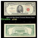 1963 $5 Red Seal United States Note Grades xf