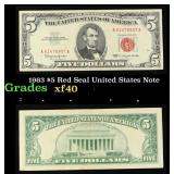 1963 $5 Red Seal United States Note Grades xf