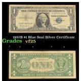 1957B $1 Blue Seal Silver Certificate Grades vf+