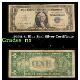 1935A $1 Blue Seal Silver Certificate Grades f+