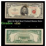 1963 $5 Red Seal United States Note Grades vf++