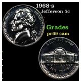 1968-s Proof Jefferson Nickel 5c Grades GEM++ Proo