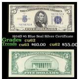 1934D $5 Blue Seal Silver Certificate Grades Selec