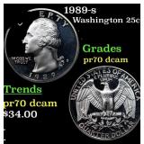 1989-s Proof Washington Quarter 25c Grades GEM++ P