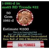 BU Shotgun Lincoln 1c roll, 1981-d 50 pcs Bank Wra