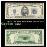 1934D $5 Blue Seal Silver Certificate Grades Choic