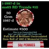 BU Shotgun Lincoln 1c roll, 1987-p 50 pcs Bank Wra