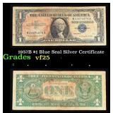 1957B $1 Blue Seal Silver Certificate Grades vf+