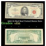 1963 $5 Red Seal United States Note Grades vf++