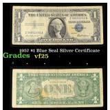 1957 $1 Blue Seal Silver Certificate Grades vf+