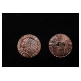 Group of Two 1oz .999 Fine Copper Bullion Rounds -