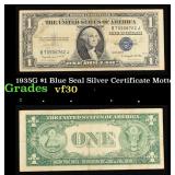 1935G $1 Blue Seal Silver Certificate Grades vf++