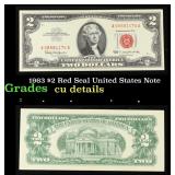 1963 $2 Red Seal United States Note Grades cu deta
