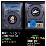 PCGS 1981-s Ty 1 Proof Jefferson Nickel 5c pr69 dc