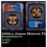 2008-p James Monroe Presidential Dollar First Day