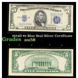 1934D $5 Blue Seal Silver Certificate Grades Choic