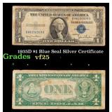 1935D $1 Blue Seal Silver Certificate Grades vf+