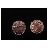 Group of Two 1oz .999 Fine Copper Bullion Rounds -