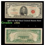 1963 $5 Red Seal United States Note Grades vf++