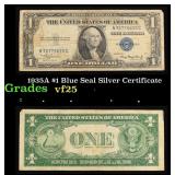 1935A $1 Blue Seal Silver Certificate Grades vf+