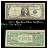 1957 $1 Blue Seal Silver Certificate Grades vf++
