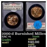 2000-d Sacagawea Dollar $1 Burnished Millennium Se