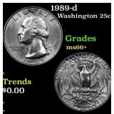 1989-d Washington Quarter 25c Grades GEM++ Unc