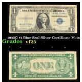 1935G $1 Blue Seal Silver Certificate Grades vf+ M