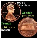 1998-s Proof Lincoln Cent 1c Grades GEM++ Proof De