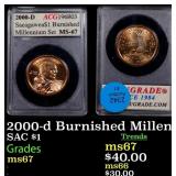 2000-d Sacagawea Dollar $1 Burnished Millennium Se