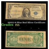 1935A $1 Blue Seal Silver Certificate Grades f+