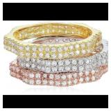 Decadence Sterling Silver Tricolor Octagonal Pave