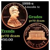 1998-s Proof Lincoln Cent 1c Grades GEM++ Proof De