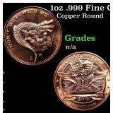 1oz .999 Fine Copper Bullion Round - Don