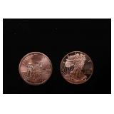 Group of Two 1oz .999 Fine Copper Bullion Rounds -